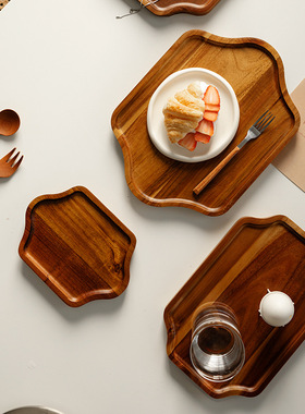 Octagonal tray wooden dinner plate dessert cake plate