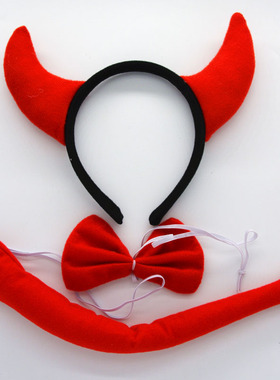Dewasa Anak-anak Mewah Hitam Merah Tanduk Setan Ikat Rambut