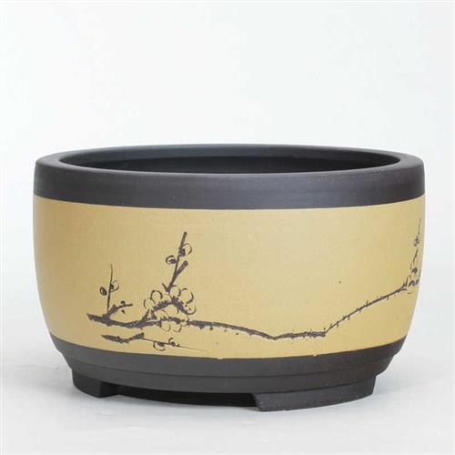 花盆 陶瓷 圆形大中小盆景盆 盆景绿植花盆 鼓形中国风透气盆