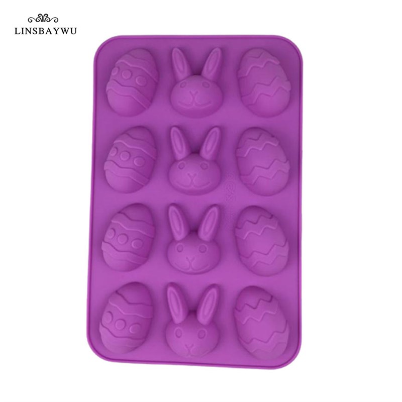 12 Cavity Easter Eggs Rabbit Shape Silicone Chocolate Mold