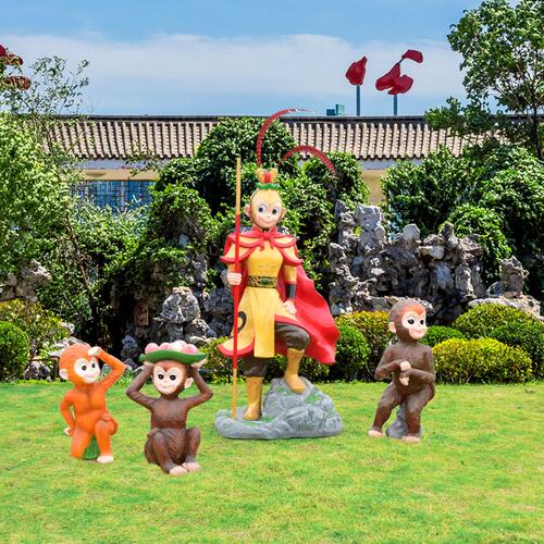 极速Large FRP Monkey King sculpture outdoor garden monkey or
