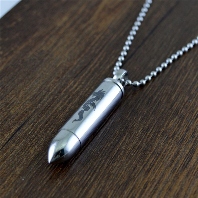 可打开个性子弹头钛钢男士项链 时尚吊坠配饰霸气韩潮挂饰STN559