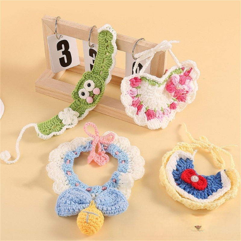 可爱宠物围脖手工diy针织猫咪项圈小型狗狗装饰口水巾