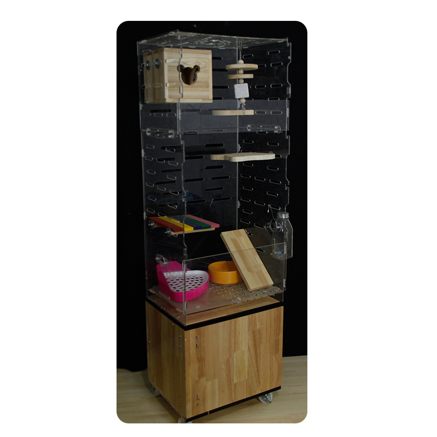 龙猫柜笼子别墅亚克力透明别墅笼爱跳宠物小蜜袋鼯鼠仓鼠笼子超大