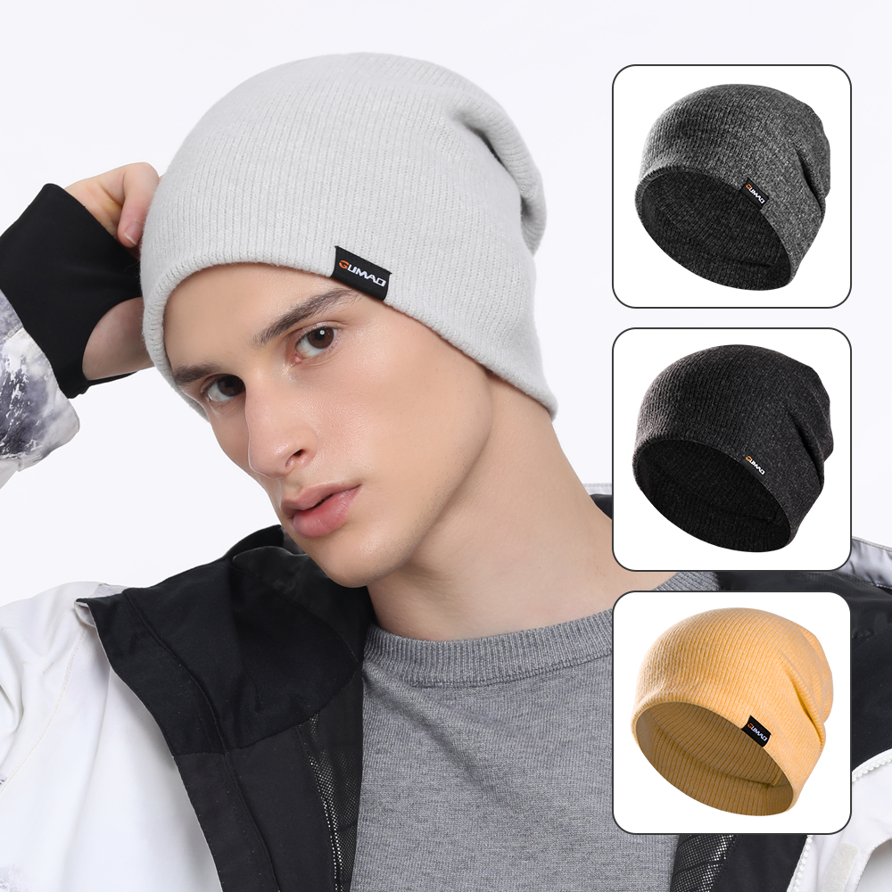 GUMAO秋冬保暖针织帽护耳防寒包头帽户外运动跑步堆堆帽冷帽男女