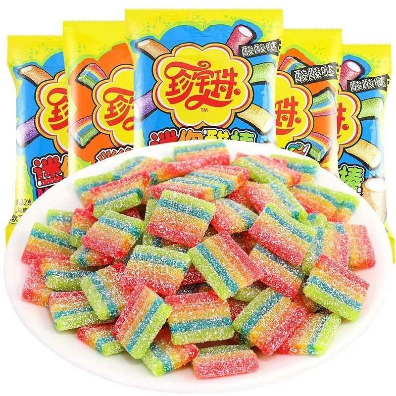 珍宝珠酸条软糖迷你酸条棒网红彩虹水果糖幼儿园分享儿童糖果零食