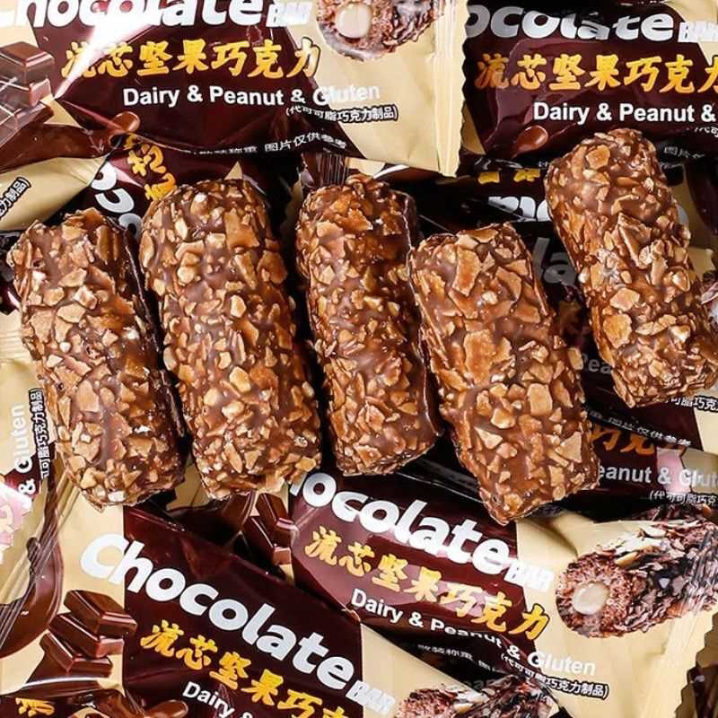 坚果脆巧夹心巧克力棒空心花生燕麦能量棒代餐休闲小（代可可脂）