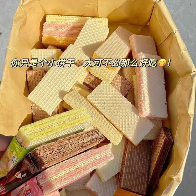 多口味威化饼干草莓芝士椰子味代餐茶点零食威化