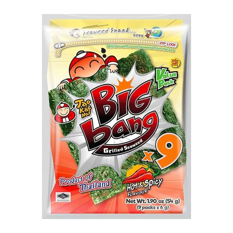 TaoKaeNoi50克老板仔大片海苔泰国零食bigbang烤紫菜9大片装群木