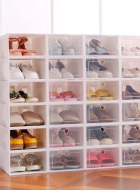 极速-Plastic transparent shoebox SHOE ORGANIZER box combinat