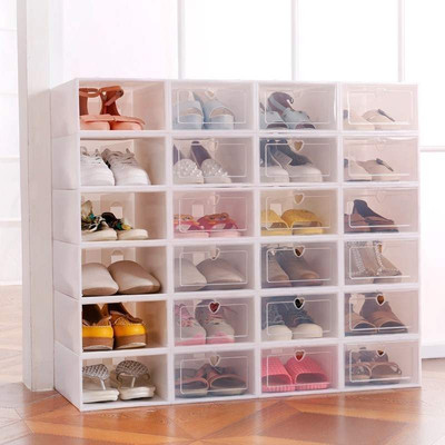 极速-Plastic transparent shoebox SHOE ORGANIZER box combinat
