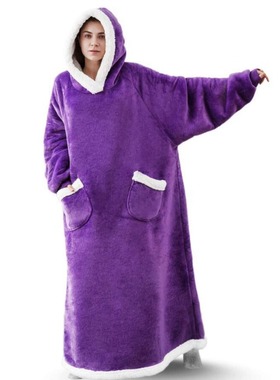Super Long Flannel Blanket with Sleeves Winter Hoodies Sweat