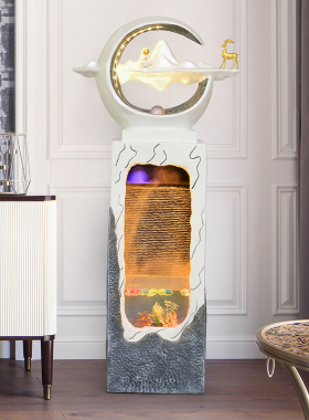 现代鱼缸流水摆件玄关循环水景客厅落地创意装饰店铺办公室开业礼