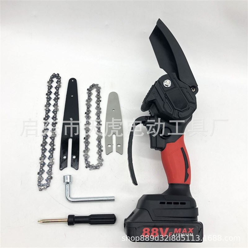 4寸充电伐木锯6寸电链锯锂电锯链条锯无线电动锯修枝锯手持据