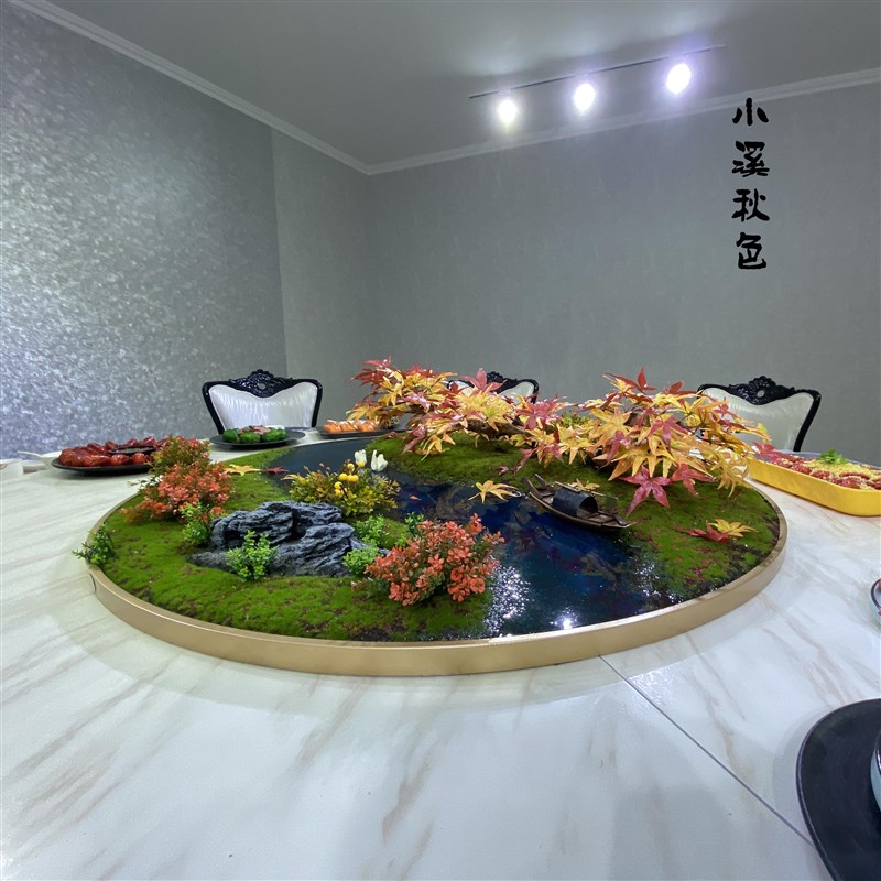 极速酒店大圆桌餐桌创意摆件包厢餐桌花摆花轻奢假花中间装饰摆设