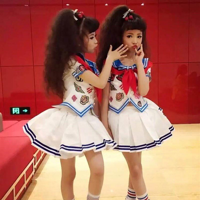 极速l六童儿演一出服红领巾合唱服女童爵士舞啦海啦操表演服蓬蓬