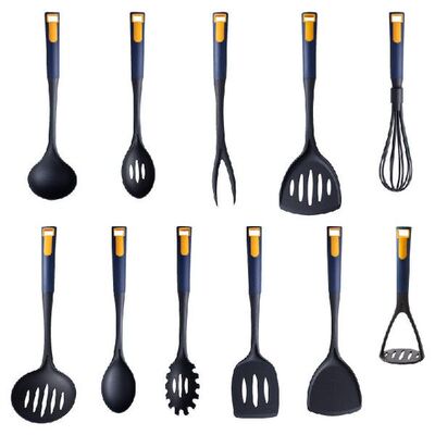 极速Black Silicone Cooking Utensils Set Non-Stick Pan Baking