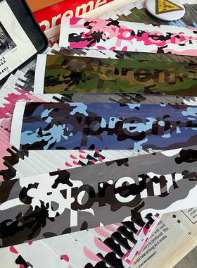极速Sup潮牌20FW Camo Box Logo Sticker开季迷彩贴纸滑板笔记本