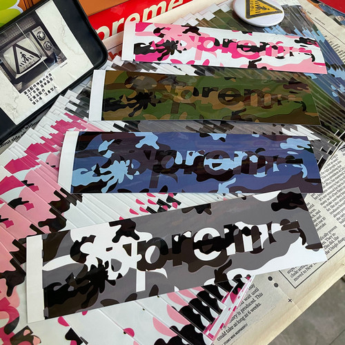 极速Sup潮牌20FW Camo Box Logo Sticker开季迷彩贴纸滑板笔记本