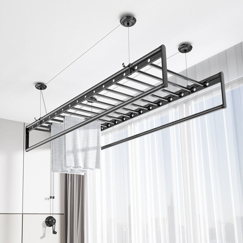 卡瑞琪手摇晾衣架升降双杆阳台晾衣杆顶装晒衣架家用手动凉衣架新