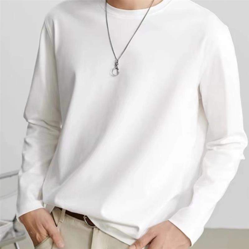 纯棉素衣长袖买一送一300g重磅新疆长绒棉纯棉长袖T恤宽松男女白