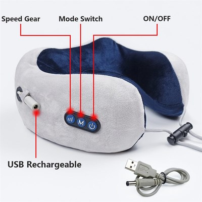 Pesco?o eltrico massageador em forma de u travesseiro mul