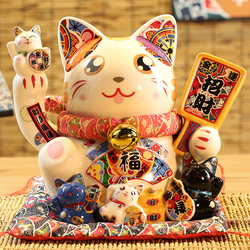 极速招财猫摆件开业 大小号陶瓷存钱储蓄罐店铺家居创意生礼品日