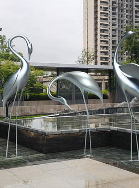 仙鹤雕塑丹顶鹤落地摆件别墅庭院户外园林展厅装饰酒店售楼部景观