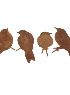 极速4 Pack Rusty Patina Metal Bird Silhouettes Garden Fence