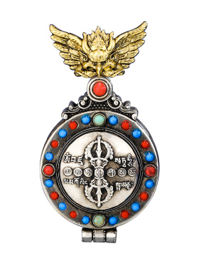 大鹏金翅鸟吊坠民族风可打开纯银嘎乌盒男女款挂件大鹏鸟项链