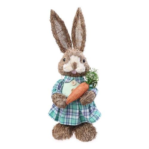 极速14 Artificial Straw Bunny Standing Rabbit with Carrot Ho