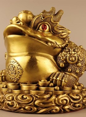 纯铜金蟾招财摆件三足蟾蜍聚宝盆玄关店铺办公室装饰客厅开业礼品