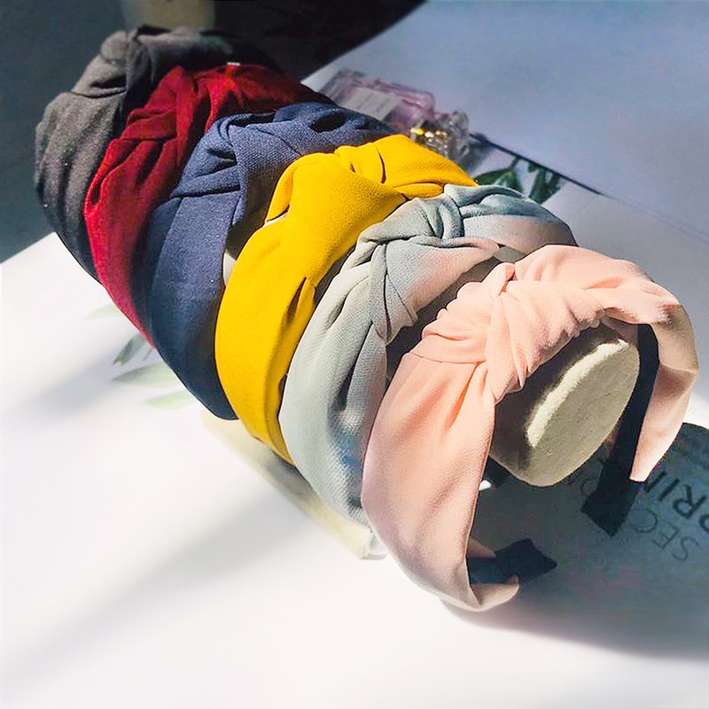 New Solid Color Headband Knot Hair Hoop for Women Simple Cot