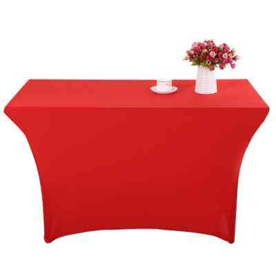 弹力餐厅桌套长方形餐桌布会议室长条桌宴会桌罩酒店家用桌布红色