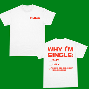 SHIRT趣味搞笑短袖 T恤男为什么我是单身字母潮 SINGLE WHY
