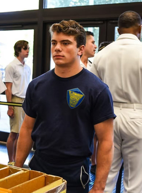 美国海军学院Naval Academy短袖男夏季美式复古NAVY军事迷宽松t恤