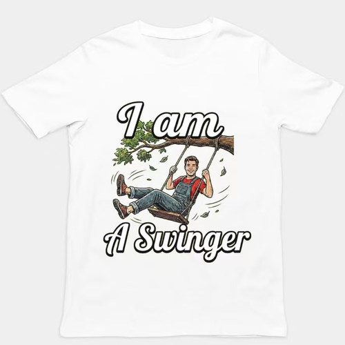 I am A Swinger 荡秋千趣味双关梗印花 T 恤美式搞怪宽松短袖男女