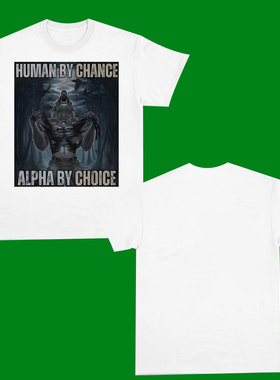 HUMAN BY CHANCE ALPHA  CHOICE  FUNNY T SHIRT阿尔法在此短袖男