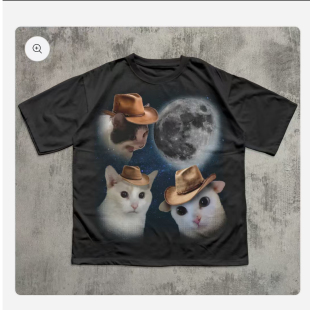 90s VINTAGE CAT 3只猫月球T恤 THREE SHIRT MOON FUNNY RETRO