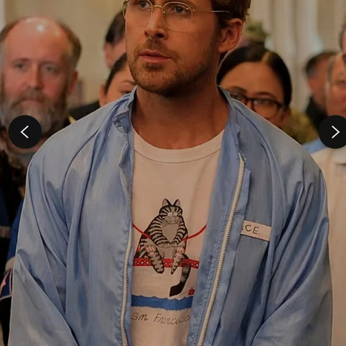 Ryan Gosling cat shirt瑞恩高斯林同款美式宽松白色短袖t恤2026