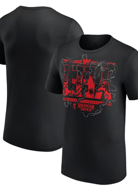 MEN'S BLACK JEY USO  WWE X STRANGER THINGS T-SHIRTS 2026