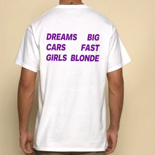 美式复古 DREAMS BIG 字母印花短袖 T恤男女宽松白色2026新款上衣