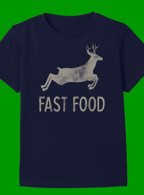 DEER FAST FOOD HUNTING FUNNY T-SHIRT趣味搞笑短袖T恤男女食物