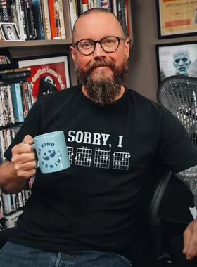 Sorry I DGAF趣味吉他和弦五线谱音乐摇滚t恤男夏季宽松2025短袖