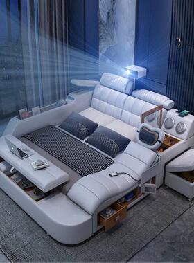 具多功能真皮1.8米卧室家现代简约软体床双65438床人床1婚.5m 厂