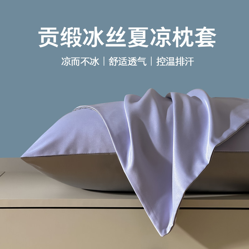 速发夏天套滑枕套一对家用双人水洗真丝枕头丝夏季新款枕芯内胆套