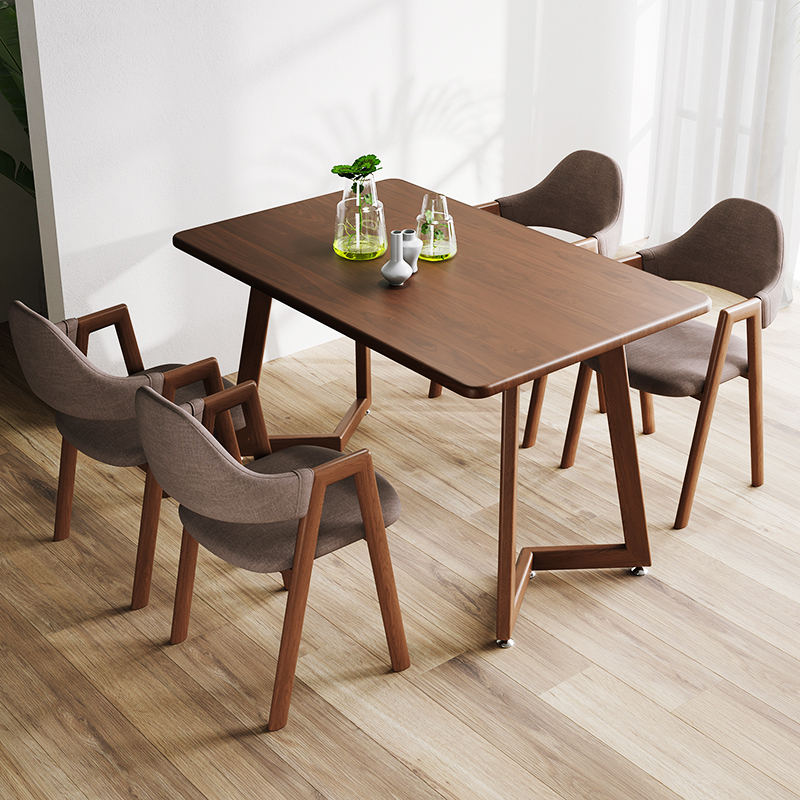 速发餐桌家用小户型长方形桌用简易屋二人小饭桌商饮餐子一桌四椅
