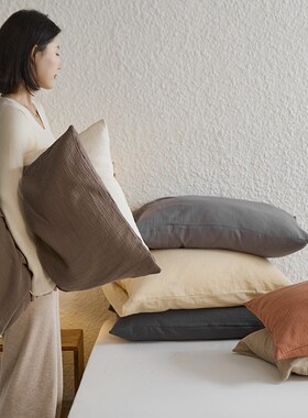 速发纯一双层纱A类m棉枕套48x74c全色对装 纯棉2只纱布透气枕芯套