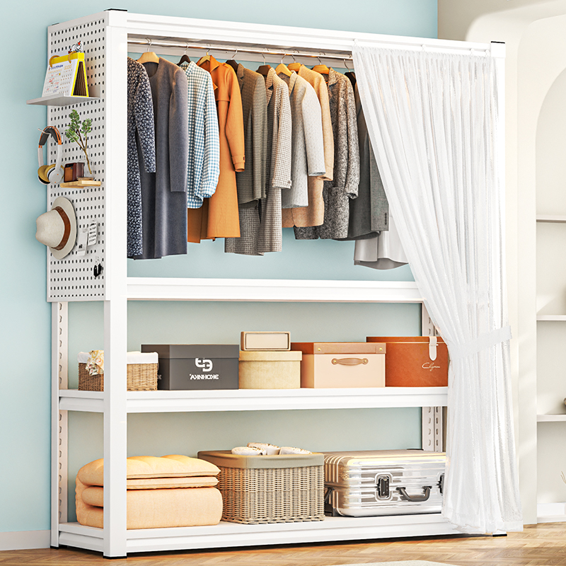 速发简易衣柜架物架衣帽置开放式挂衣架房卧室落地角钢衣收服纳架