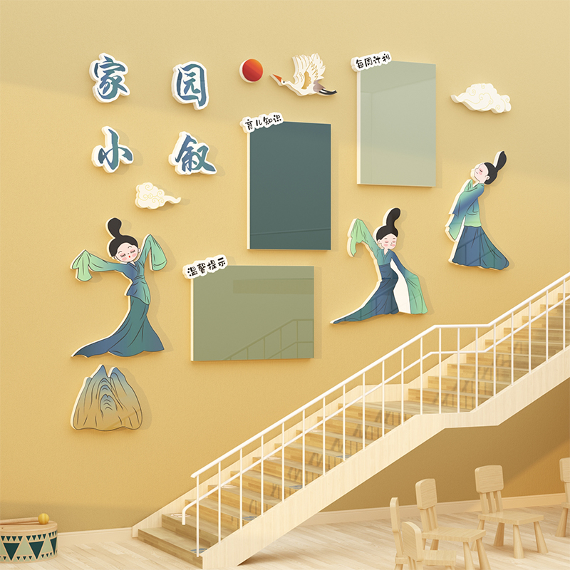 速发只此青绿留言文共纸栏幼儿园环创板化材料主题墙面贴育装饰家